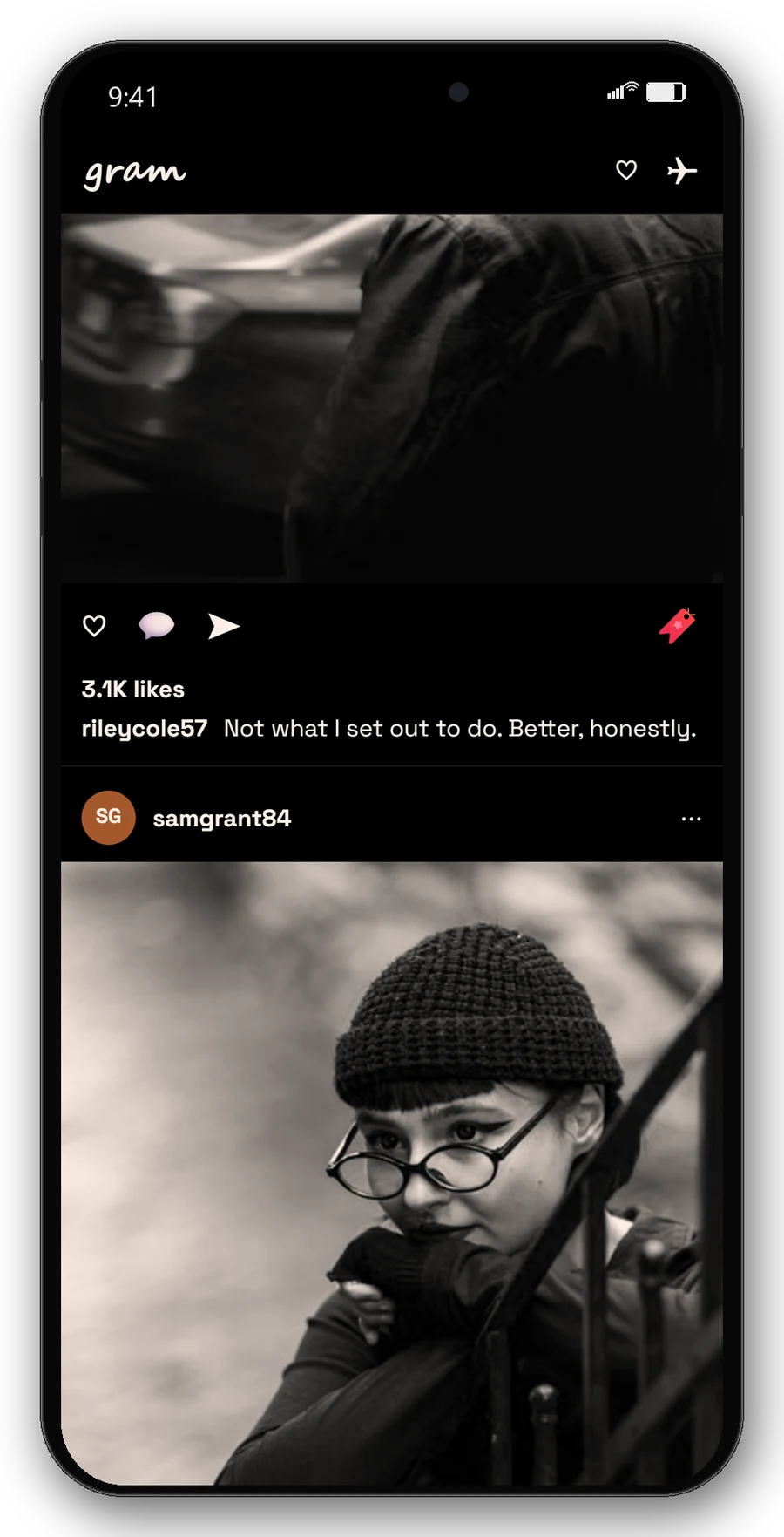 gram-style feed with filled posts